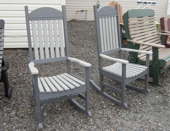 Set of Porch Rockers in Light Grey and Dark Grey Poly Lumber